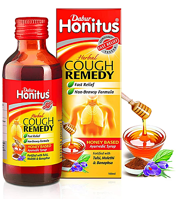 Dabur Honitus Herbal Cough Remedy Syrup, 100ML
